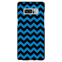 DistinctInk® Hard Plastic Snap-On Case for Apple iPhone or Samsung Galaxy - Black Blue Chevron Stripes