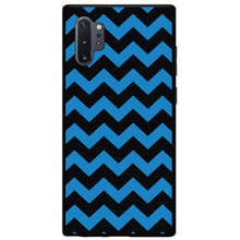 DistinctInk® Hard Plastic Snap-On Case for Apple iPhone or Samsung Galaxy - Black Blue Chevron Stripes