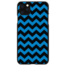 DistinctInk® Hard Plastic Snap-On Case for Apple iPhone or Samsung Galaxy - Black Blue Chevron Stripes