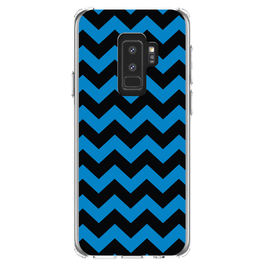 Black Blue Chevron Stripes Clear Shockproof iPhone Case, view 20