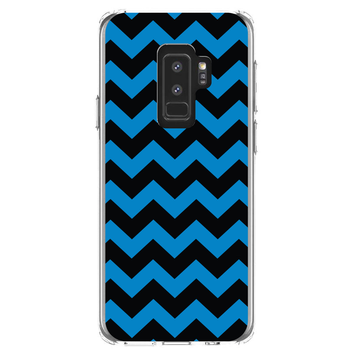 Black Blue Chevron Stripes Clear Shockproof iPhone Case, view 20