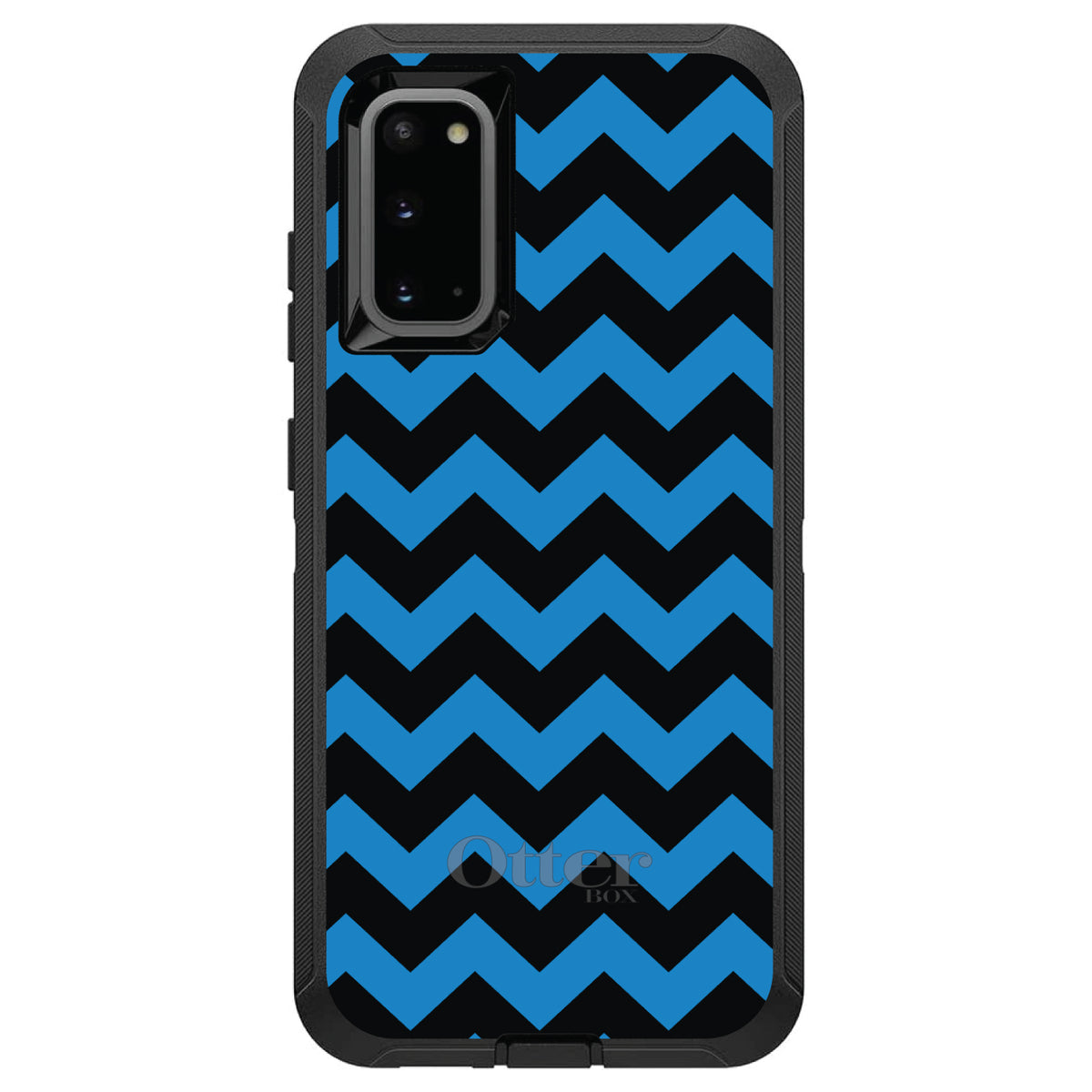 Black Blue Chevron Stripes OtterBox Defender Case for iPhone & Galaxy, view 5