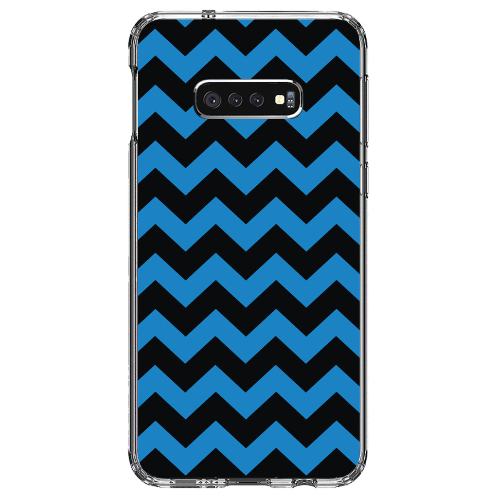 Black Blue Chevron Stripes Clear Shockproof iPhone Case, view 18