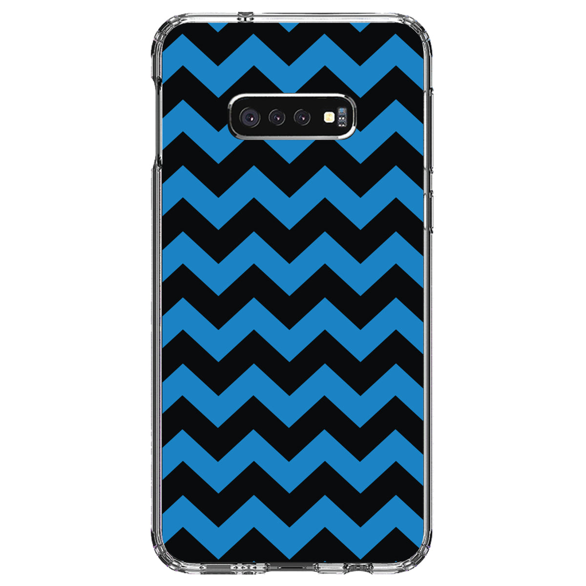 Black Blue Chevron Stripes Clear Shockproof iPhone Case, view 18