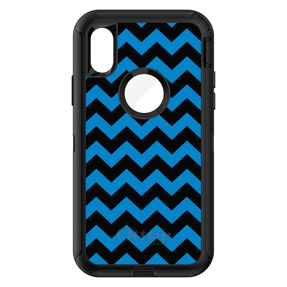 Black Blue Chevron Stripes OtterBox Defender Case for iPhone & Galaxy, view 3