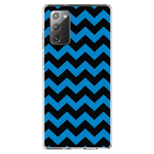 DistinctInk® Clear Shockproof Hybrid Case for Apple iPhone / Samsung Galaxy / Google Pixel - Black Blue Chevron Stripes