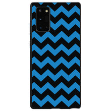 DistinctInk® Hard Plastic Snap-On Case for Apple iPhone or Samsung Galaxy - Black Blue Chevron Stripes