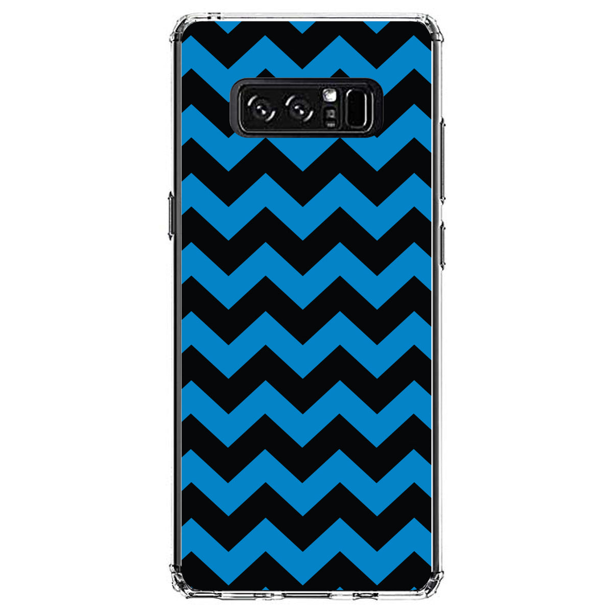 Black Blue Chevron Stripes Clear Shockproof iPhone Case, view 12