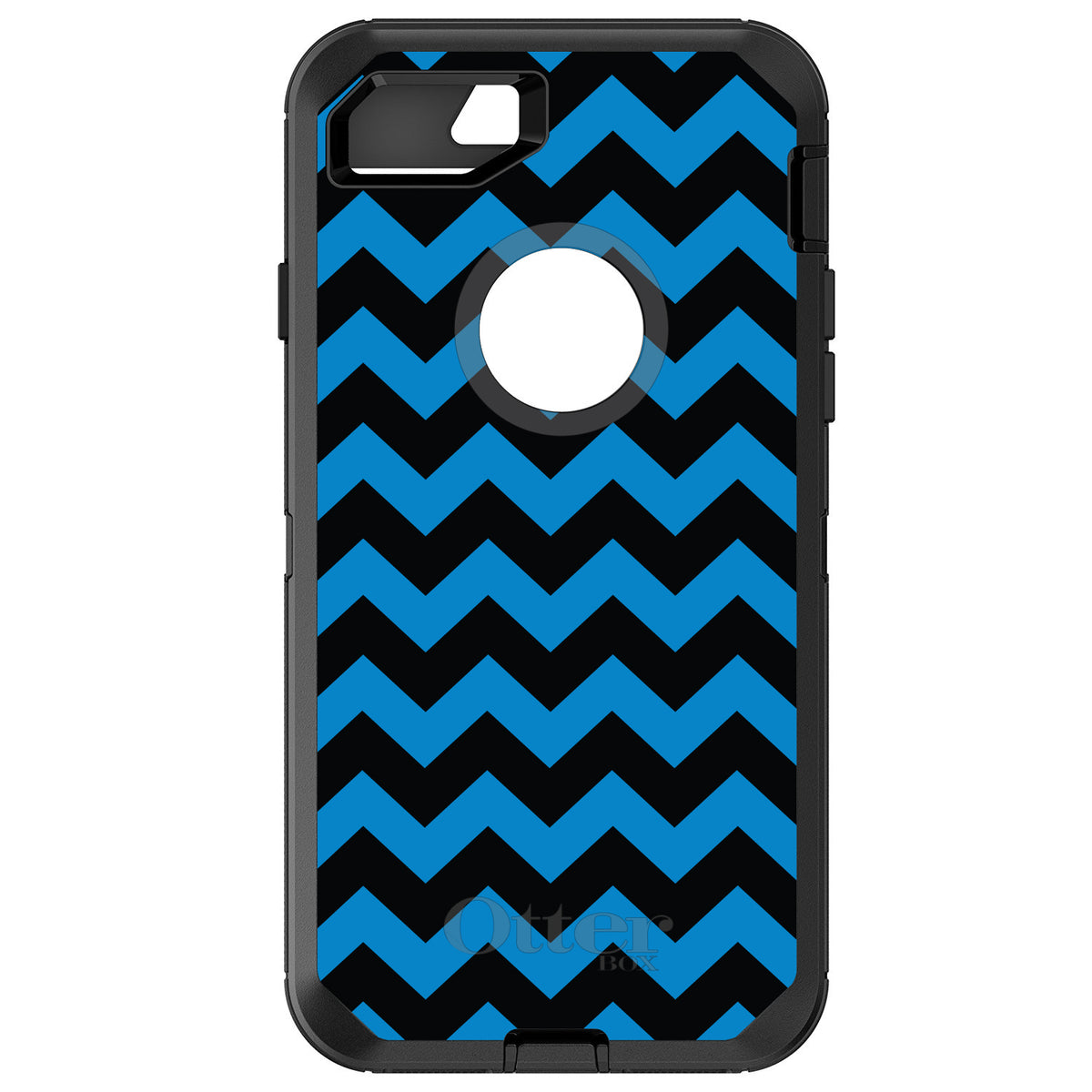Black Blue Chevron Stripes OtterBox Defender Case for iPhone & Galaxy