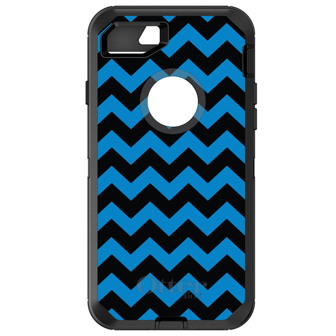 DistinctInk™ OtterBox Defender Series Case for Apple iPhone / Samsung Galaxy / Google Pixel - Black Blue Chevron Stripes