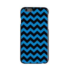 DistinctInk® Hard Plastic Snap-On Case for Apple iPhone or Samsung Galaxy - Black Blue Chevron Stripes