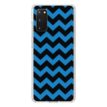 DistinctInk® Clear Shockproof Hybrid Case for Apple iPhone / Samsung Galaxy / Google Pixel - Black Blue Chevron Stripes