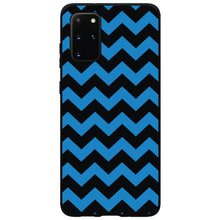 DistinctInk® Hard Plastic Snap-On Case for Apple iPhone or Samsung Galaxy - Black Blue Chevron Stripes