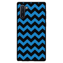 DistinctInk® Hard Plastic Snap-On Case for Apple iPhone or Samsung Galaxy - Black Blue Chevron Stripes