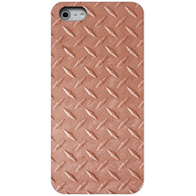 DistinctInk® Hard Plastic Snap-On Case for Apple iPhone or Samsung Galaxy - Orange Diamond Plate Steel Print