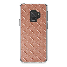 DistinctInk® Clear Shockproof Hybrid Case for Apple iPhone / Samsung Galaxy / Google Pixel - Orange Diamond Plate Steel Image Print
