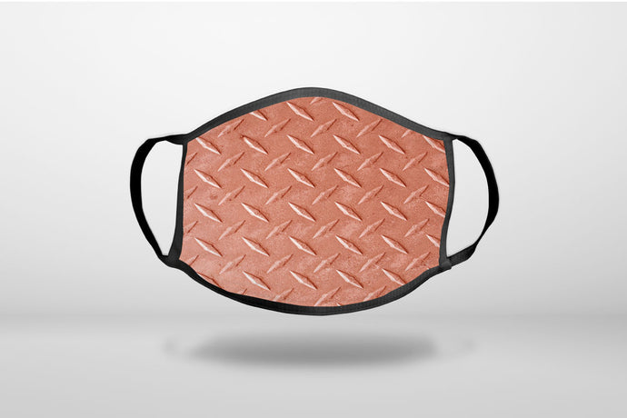 Orange Diamond Plate Steel Image Print - 3-Ply Reusable Soft Face Mask Covering, Unisex, Cotton Inner Layer