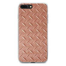 DistinctInk® Clear Shockproof Hybrid Case for Apple iPhone / Samsung Galaxy / Google Pixel - Orange Diamond Plate Steel Image Print