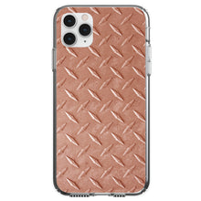 DistinctInk® Clear Shockproof Hybrid Case for Apple iPhone / Samsung Galaxy / Google Pixel - Orange Diamond Plate Steel Image Print