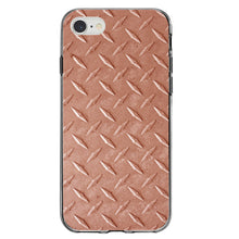 DistinctInk® Clear Shockproof Hybrid Case for Apple iPhone / Samsung Galaxy / Google Pixel - Orange Diamond Plate Steel Image Print