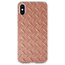 DistinctInk® Clear Shockproof Hybrid Case for Apple iPhone / Samsung Galaxy / Google Pixel - Orange Diamond Plate Steel Image Print