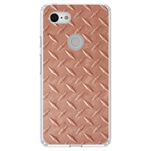 DistinctInk® Clear Shockproof Hybrid Case for Apple iPhone / Samsung Galaxy / Google Pixel - Orange Diamond Plate Steel Image Print