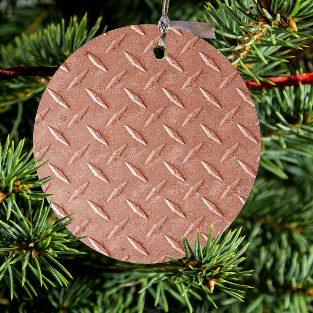 Orange Diamond Plate Steel Image Print Ceramic Ornament, view 2