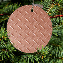 Orange Diamond Plate Steel Image Print Ceramic Ornament