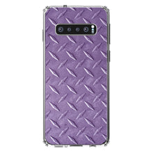 DistinctInk® Clear Shockproof Hybrid Case for Apple iPhone / Samsung Galaxy / Google Pixel - Purple Diamond Plate Steel Image Print