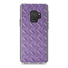 DistinctInk® Clear Shockproof Hybrid Case for Apple iPhone / Samsung Galaxy / Google Pixel - Purple Diamond Plate Steel Image Print