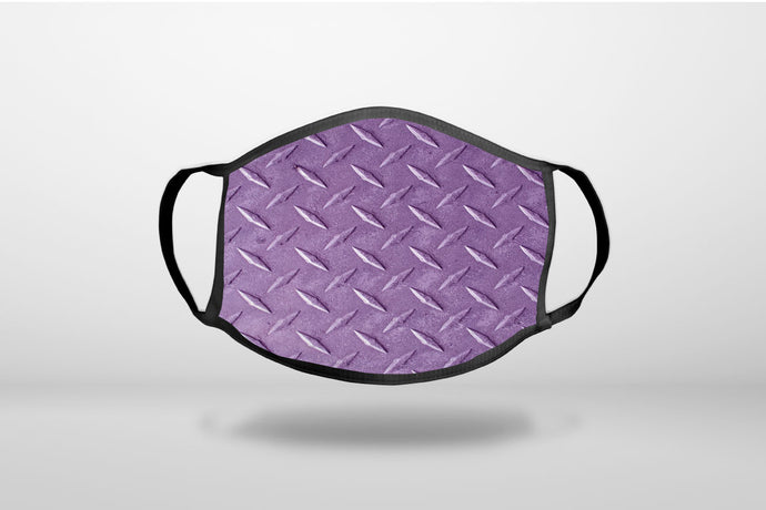 Purple Diamond Plate Steel Image Print - 3-Ply Reusable Soft Face Mask Covering, Unisex, Cotton Inner Layer