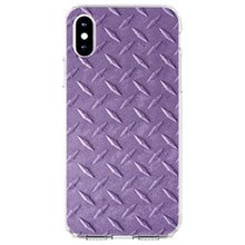 DistinctInk® Clear Shockproof Hybrid Case for Apple iPhone / Samsung Galaxy / Google Pixel - Purple Diamond Plate Steel Image Print