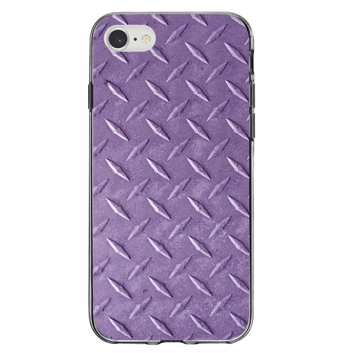 Purple Diamond Plate Steel Image Print Clear Shockproof iPhone Case, view 5