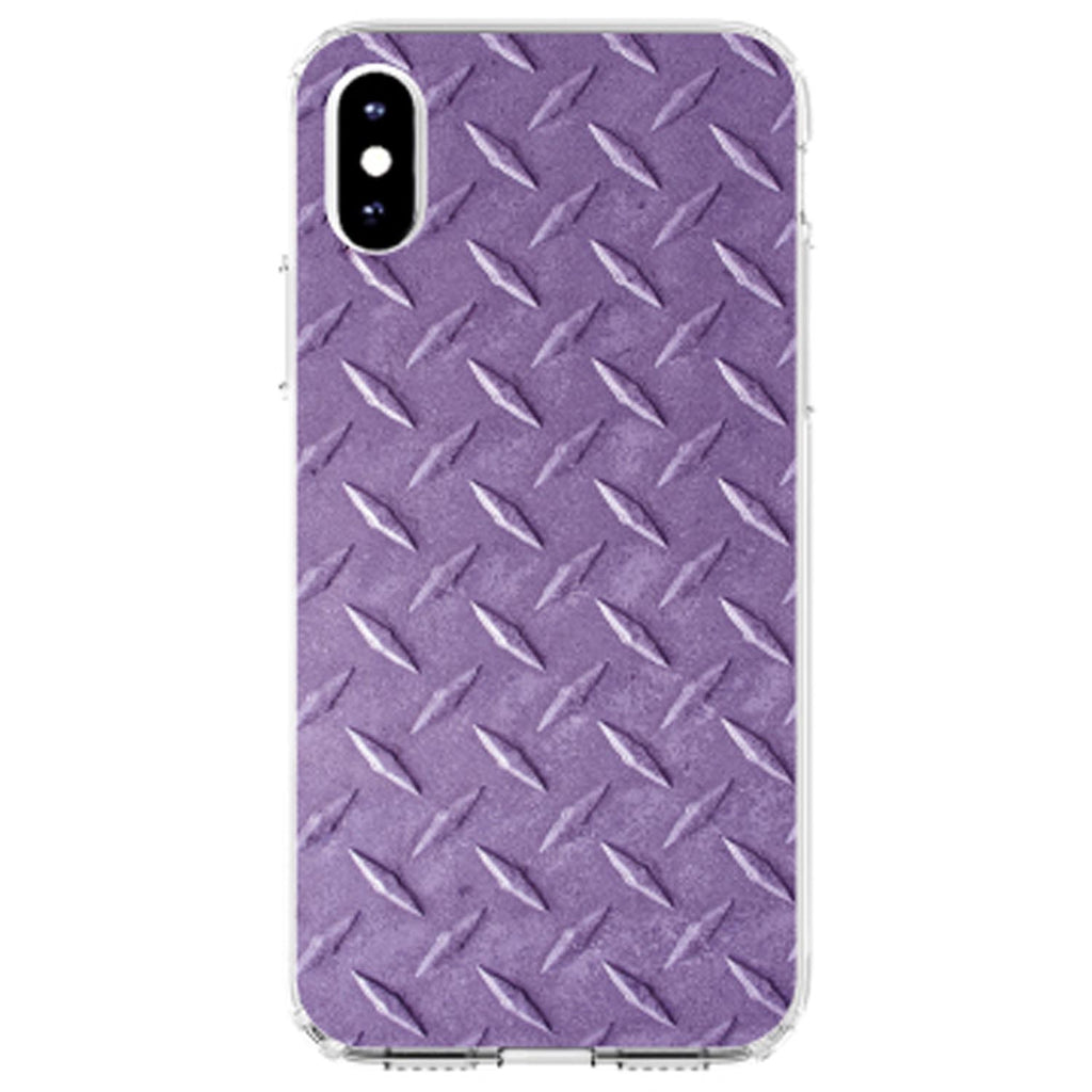 Purple Diamond Plate Steel Image Print Clear Shockproof iPhone Case, view 3