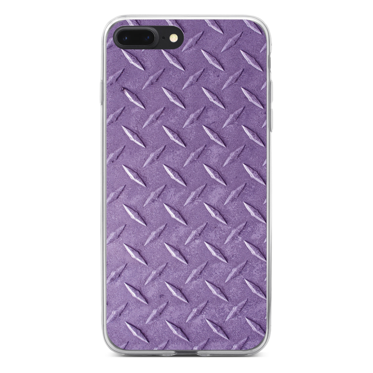 Purple Diamond Plate Steel Image Print Clear Shockproof iPhone Case, view 6