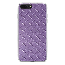 DistinctInk® Clear Shockproof Hybrid Case for Apple iPhone / Samsung Galaxy / Google Pixel - Purple Diamond Plate Steel Image Print
