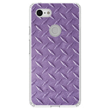DistinctInk® Clear Shockproof Hybrid Case for Apple iPhone / Samsung Galaxy / Google Pixel - Purple Diamond Plate Steel Image Print