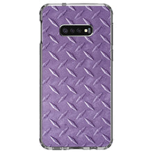 DistinctInk® Clear Shockproof Hybrid Case for Apple iPhone / Samsung Galaxy / Google Pixel - Purple Diamond Plate Steel Image Print