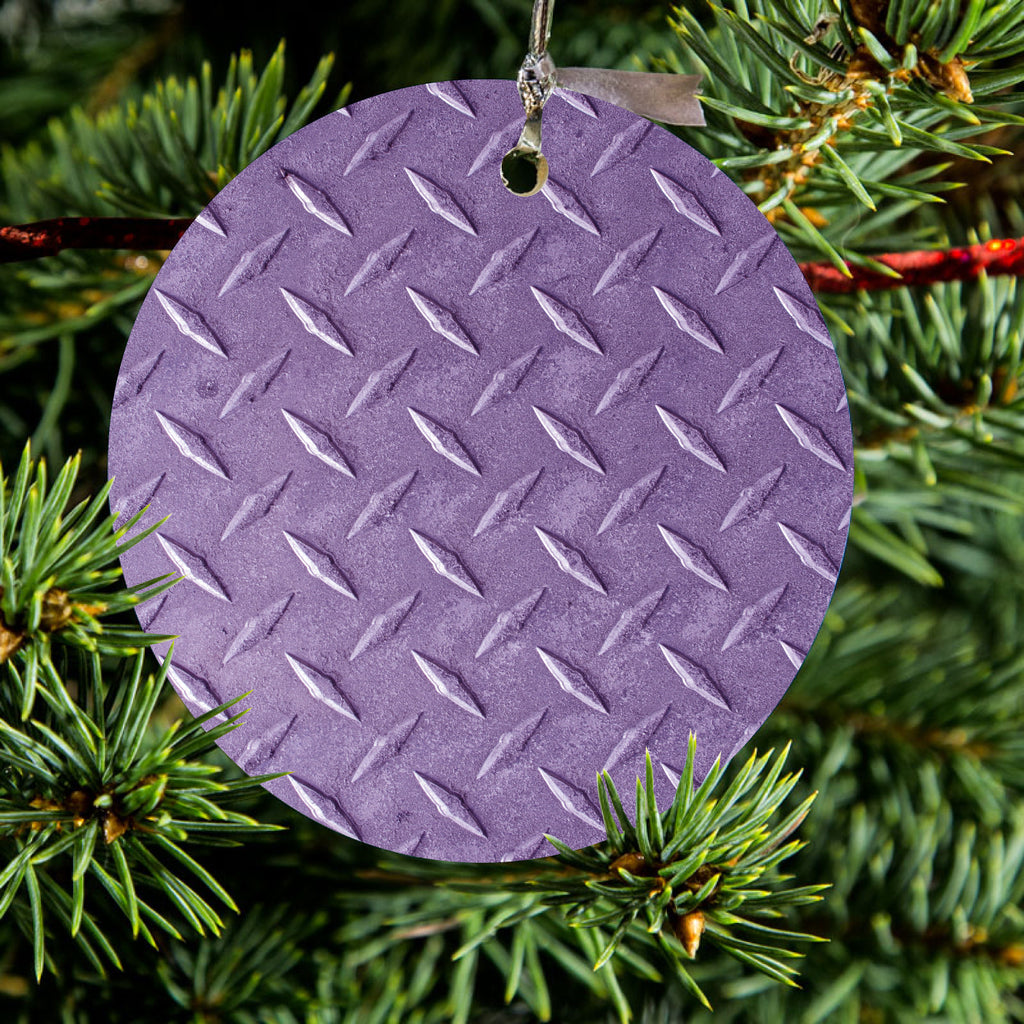 Purple Diamond Plate Steel Image Print Ceramic Ornament, view 2
