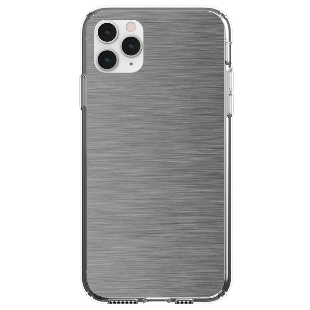 Grey Silver Stainless Steel Image Print Clear Shockproof iPhone Case