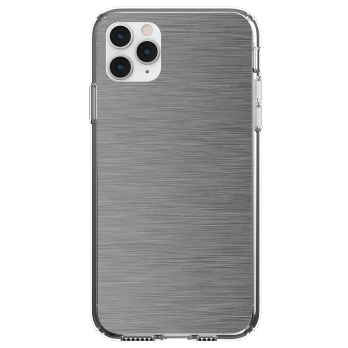 DistinctInk® Clear Shockproof Hybrid Case for Apple iPhone / Samsung Galaxy / Google Pixel - Grey Silver Stainless Steel Image Print