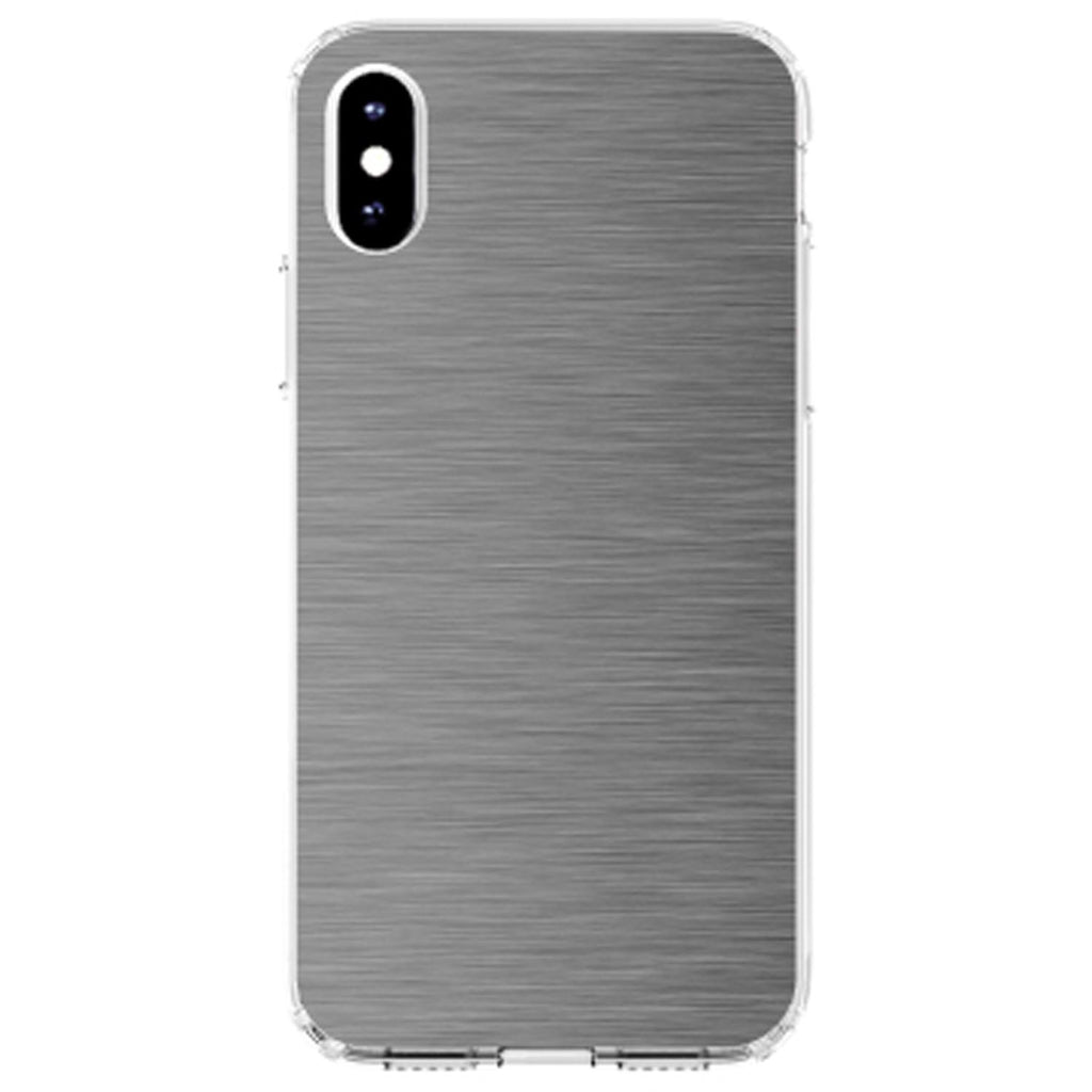 Grey Silver Stainless Steel Image Print Clear Shockproof iPhone Case, view 3