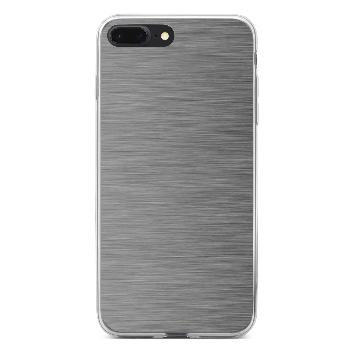 Grey Silver Stainless Steel Image Print Clear Shockproof iPhone Case, view 6