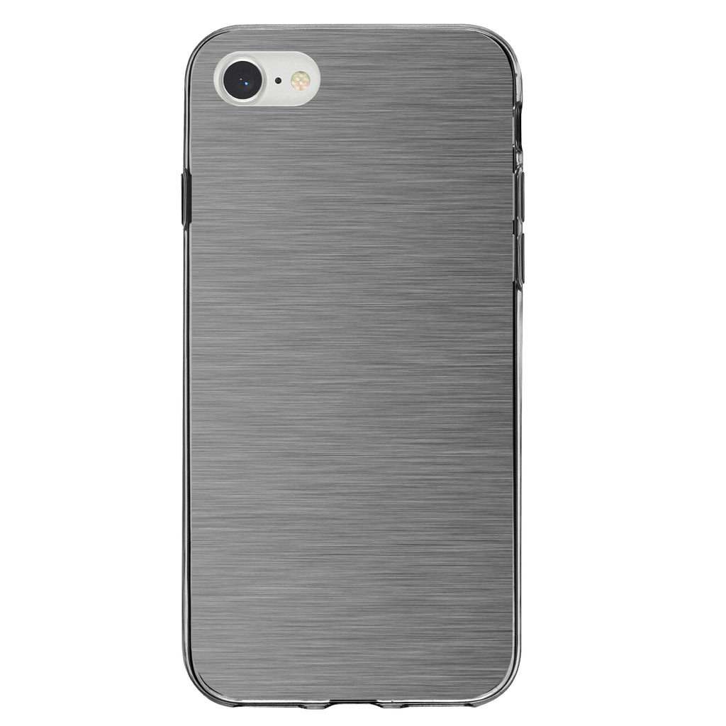 Grey Silver Stainless Steel Image Print Clear Shockproof iPhone Case, view 5