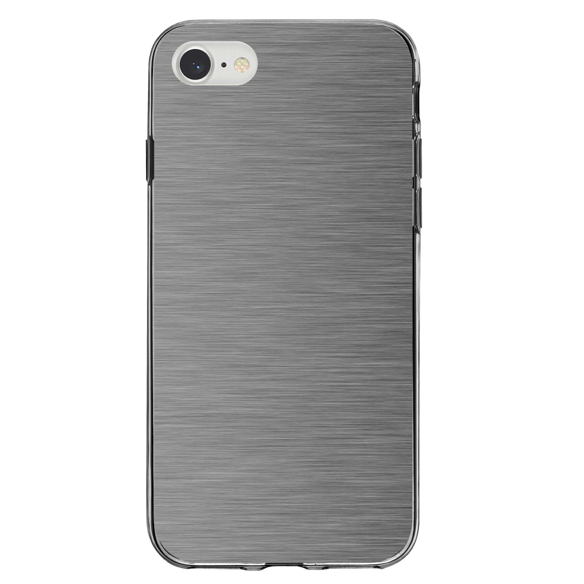 Grey Silver Stainless Steel Image Print Clear Shockproof iPhone Case, view 5