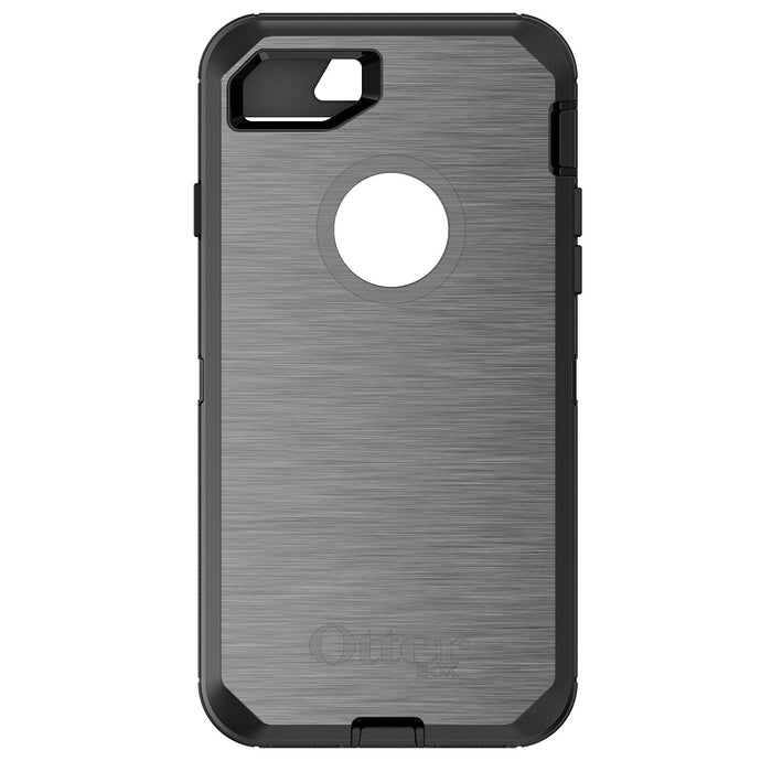 DistinctInk™ OtterBox Defender Series Case for Apple iPhone / Samsung Galaxy / Google Pixel - Grey Silver Stainless Steel Print Print