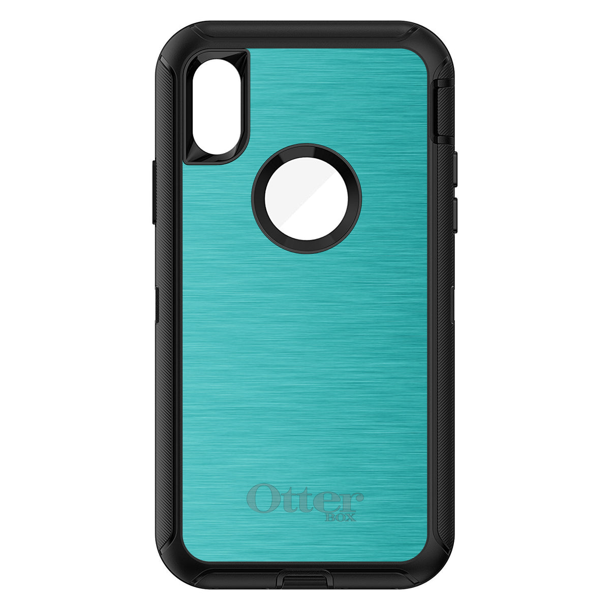 Teal Stainless Steel Print OtterBox Defender Case for iPhone & Galaxy, view 3