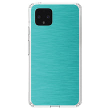 DistinctInk® Clear Shockproof Hybrid Case for Apple iPhone / Samsung Galaxy / Google Pixel - Teal Stainless Steel Image Print
