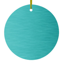 DistinctInk® Hanging Ceramic Christmas Tree Ornament with Gold String - Great Gift / Present - 2 3/4 inch Diameter - Teal Stainless Steel Image Print