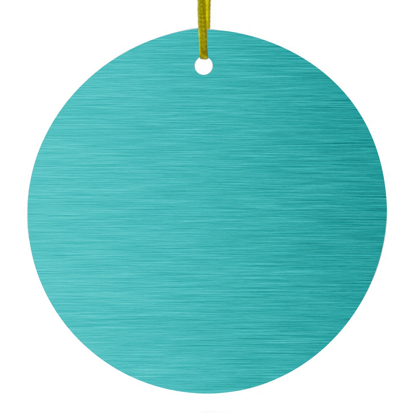 DistinctInk® Hanging Ceramic Christmas Tree Ornament with Gold String - Great Gift / Present - 2 3/4 inch Diameter - Teal Stainless Steel Image Print